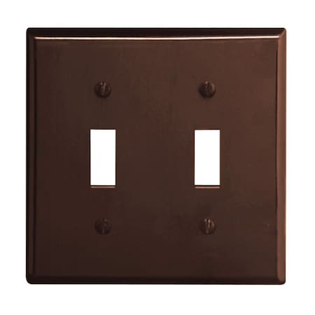 Leviton 2-Gang Plastic Toggle Switch Wall Plate, Brown 001-85009